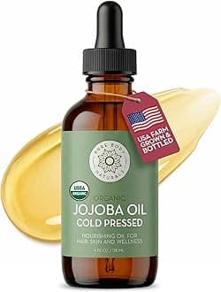 Pure Body Naturals Organic Jojoba Oil, 4 Fl Oz - 100% Pure, Organic, USA-Sourced, Cold Pressed Jojoba Oil for Skin, Face, Nails and Hair - Carrier Oil for Mixing Essential Oils