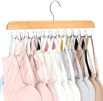 Wood Foldable Bra & Tank Top Hanger, 20 Hooks, Space Saving Closet Organizer for Dorm & Apartment