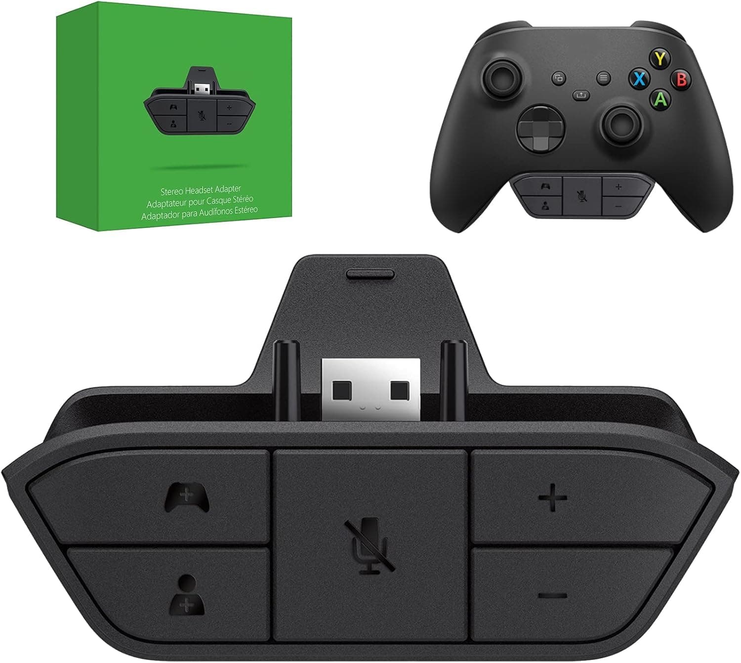 Stereo Headset Adapter, AOJAKI Controller Adapter Mic Adapte-r for X-b0x One/One S/X/Elite 1/ Elite2/ Series S/X Controller-Adjust Audio Balance (Game Sound & Voice Chat)-Low Latency