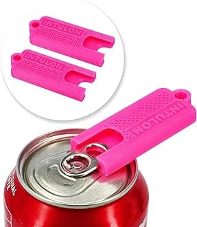 Intulon Soda Can Tab Opener, Pop Tab Lifter for Easy Opening - Compact Kitchen Gadget for Seniors, Arthritis Friendly, Portable Pocket Tool (Pink, Mini (2 Pack))