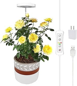 Yadoker LED Growing Light Full Spectrum for Indoor Plants, Height Adjustable, Automatic Timer, 5V Low Safe Voltage, Ideal for Small Plant Light