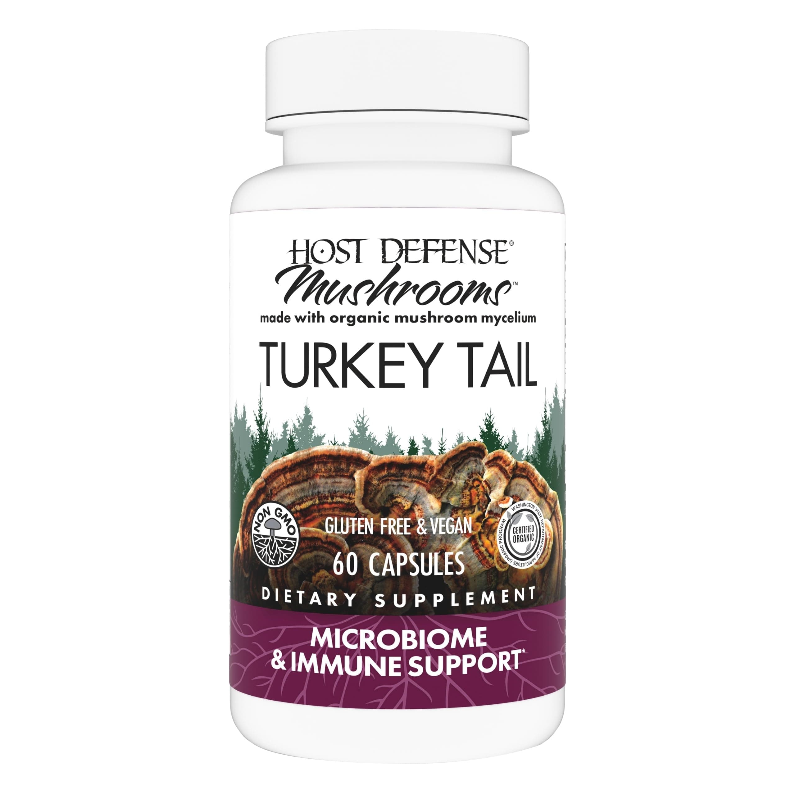 Host Defense - Turkey Tail Capsules Immune Support 60 count by Host Defense