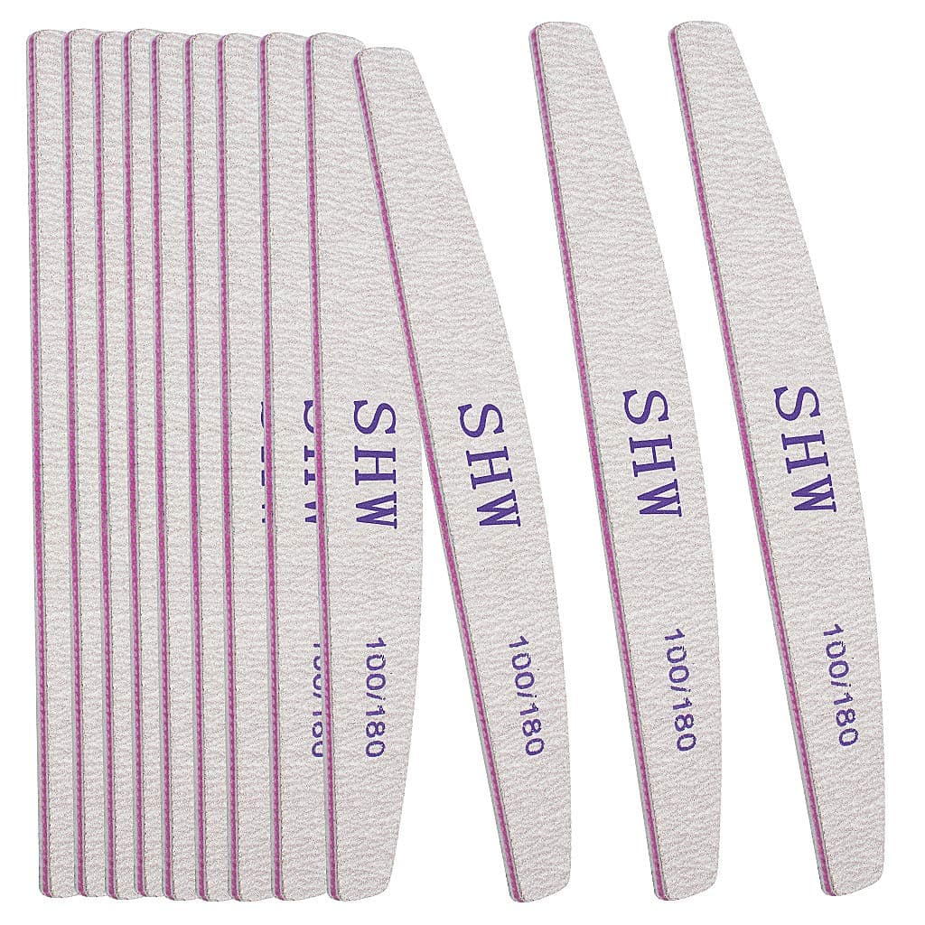 12 Pack Professional Nail File Set Double-Sided 100/180 Grit Emery Board Manicure Tools for Nail Grooming and Styling (White)