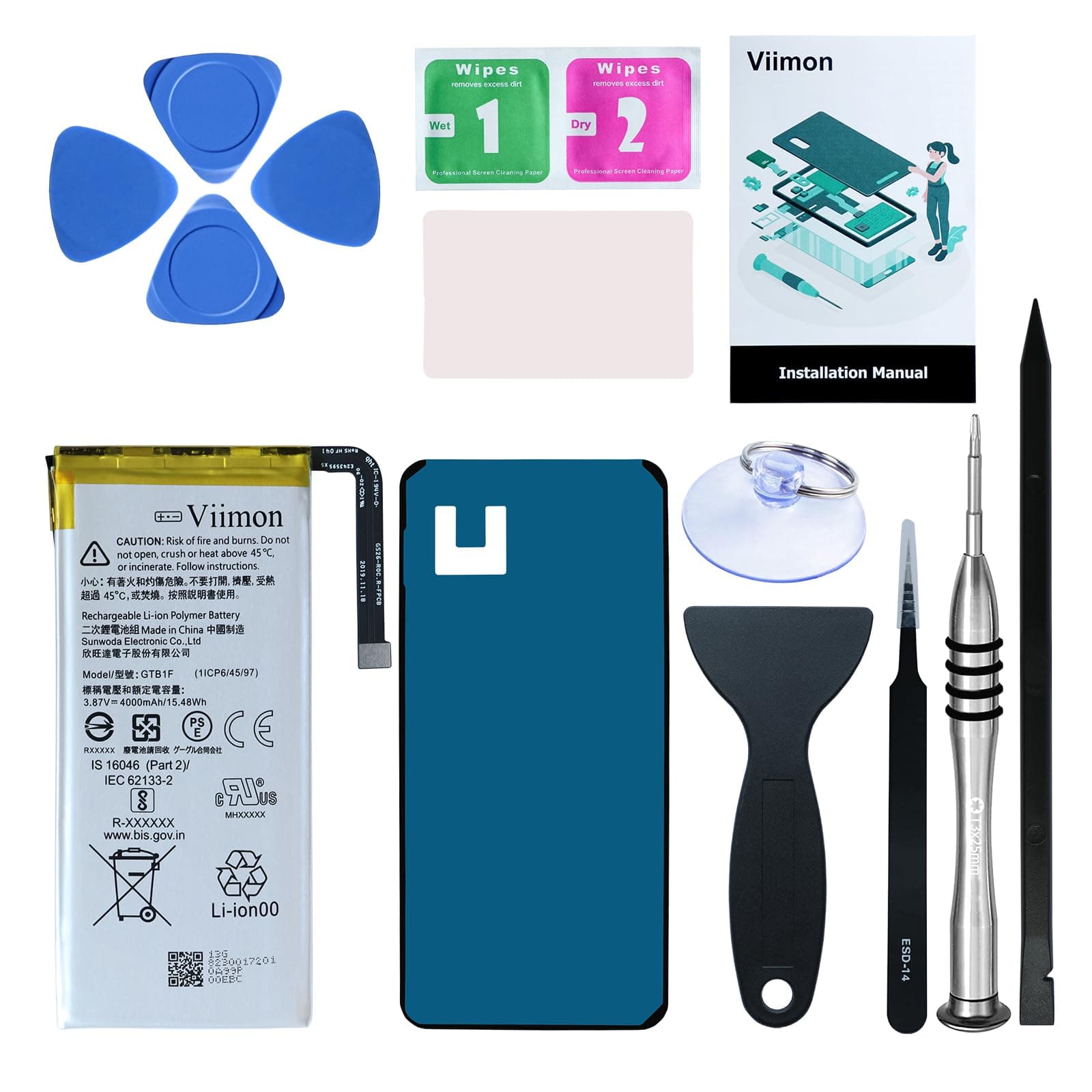 for Pixel 5 Battery Replacement Kits (New Upgraded) Compatible with Google Pixel 5 All Models with Adhesive, Installation Manual and Repair Tool Kits