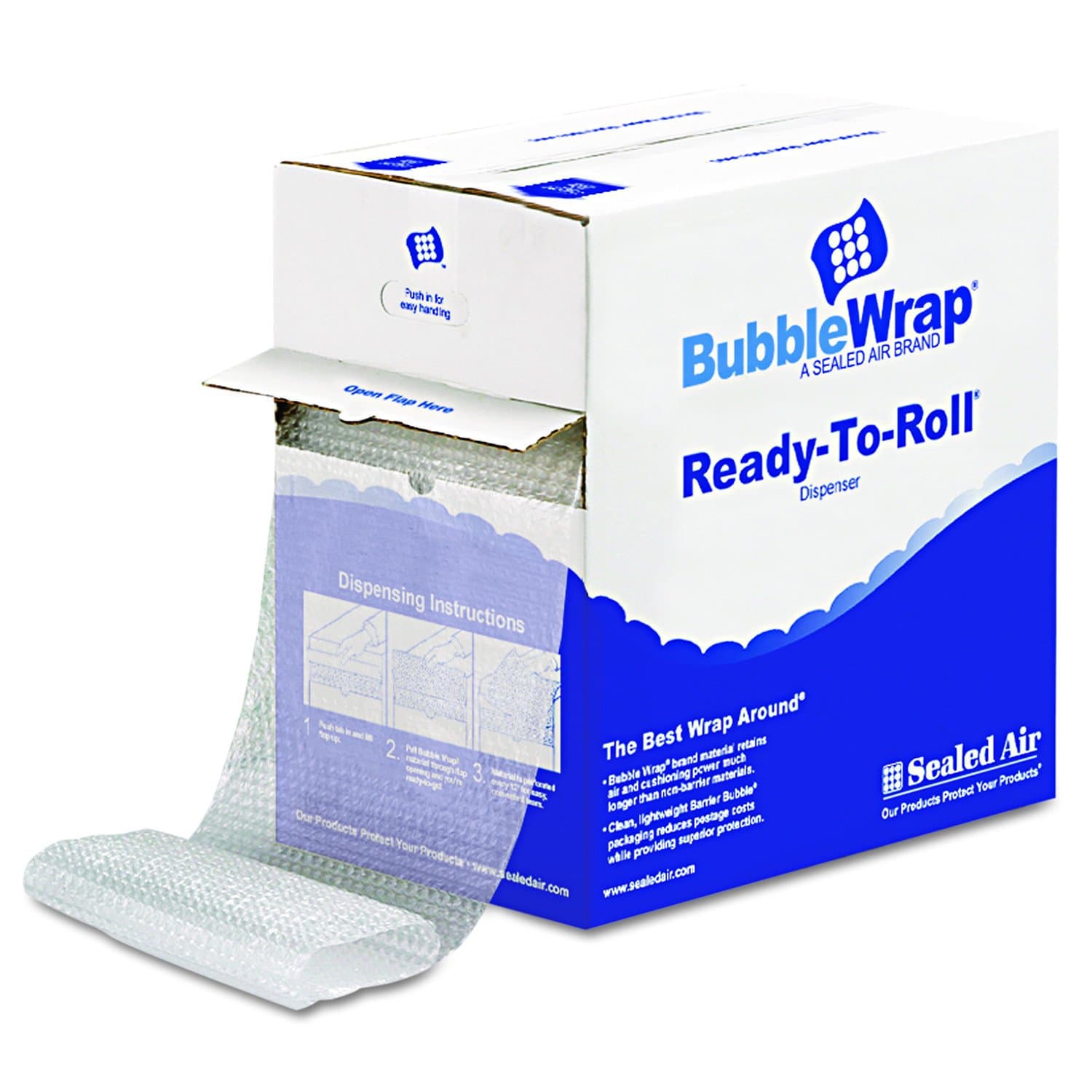 Sealed Air 90065 Bubble Wrap® Cushion Bubble Roll, 1/2" Thick, 12" x 65ft,Clear