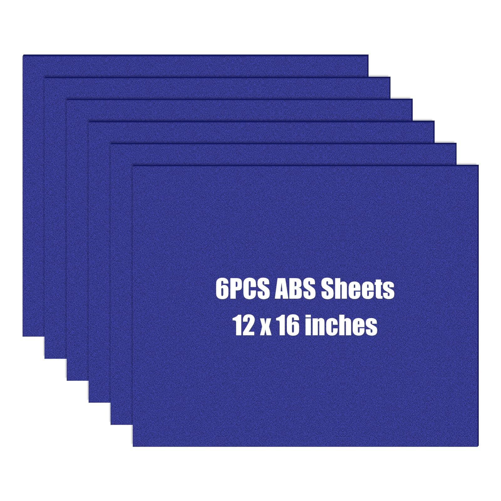 ZWIN 6PCS ABS Plastic Sheet 12'' x 16'' x 1/16‘’ Different Sided ABS Plastic Moldable Than Acrylic Plexiglass Sheet, DIY Plastic Panels for Home Decor, Crafts, Blue ABS Plastic Sheet