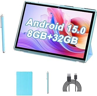 10 Inch Tablet With Case Stylus, Android 15 Tablets 8GB RAM 32GB ROM Support下1024GB Expand, Tableta 2MP+ 8MP Camera WiFi-6 10.1 IN Tablet, IPS 10" HD Display 6000mAh Long Battery Life Tabletas.