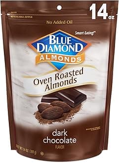 Blue Diamond Almonds Oven Roasted Dark Chocolate Flavored Snack Nuts, 14 Oz Resealable Bag (Pack of 1)