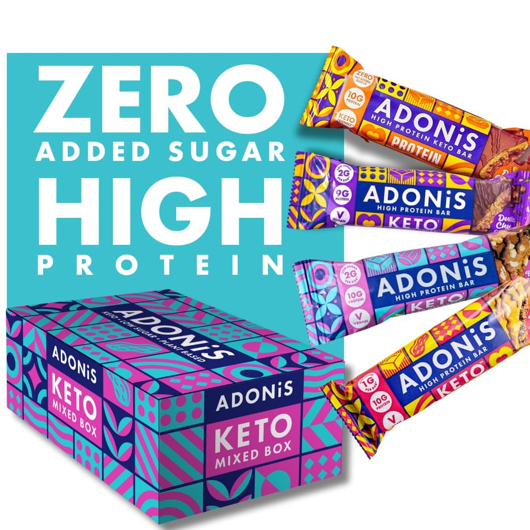 Mixed Box With 4 Flavours | High Protein & Nut Keto Bars (20 Bars) | Vegan/Keto-Friendly | Natural Keto Snacks | Sugar Free, Palm Oil Free | Low Sugar & Low Carb | Ideal for a Keto Diet