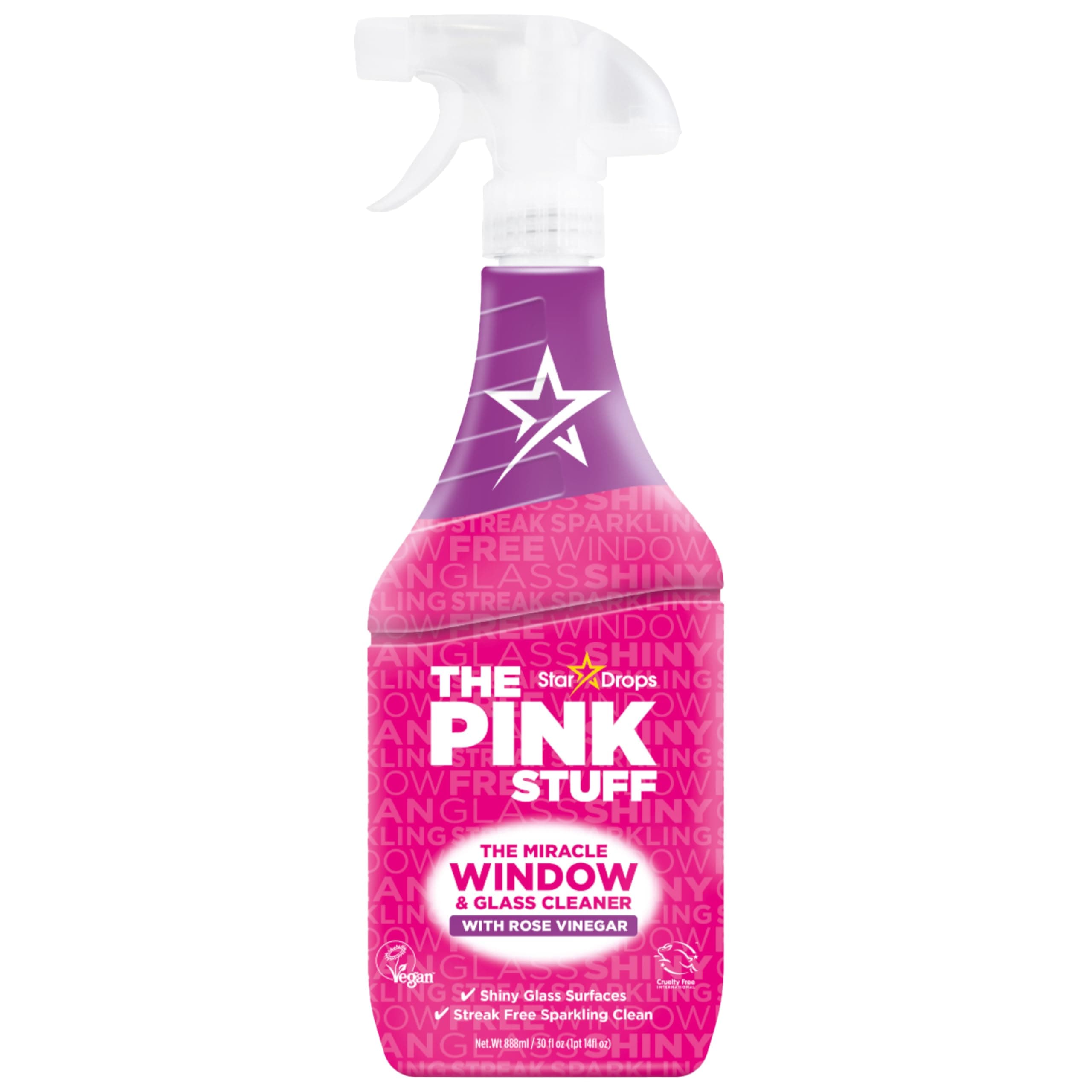 The Pink Stuff Miracle Window Cleaner Spray, 30 fl oz – Now 20% More! Streak-Free Glass & Mirror Cleaner for Crystal Clear Shine – Cuts Through Grease, Fingerprints & Smudges with Ease