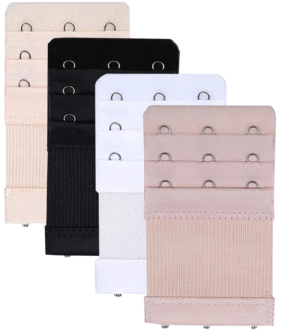 Bra Extender 3 Hooks, Rows Elastic Bra Band Hook Strap Extensions For Women, Pack Of 4