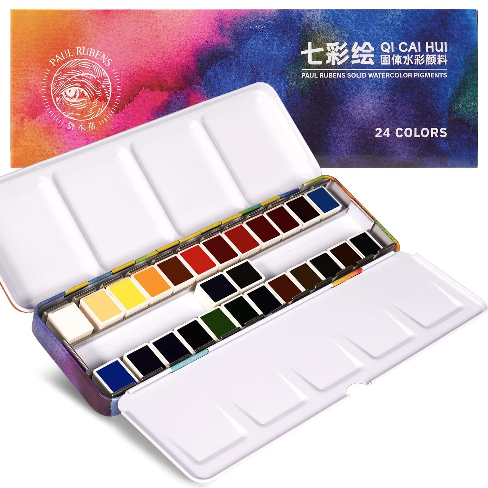 Watercolour Paint Set, 24 Colors Solid Watercolour Paint, Easy To Blend and Diffuse Watercolour Palette, Portable Travel Watercolour Set Suitable For Beginners, Professionalsssionals