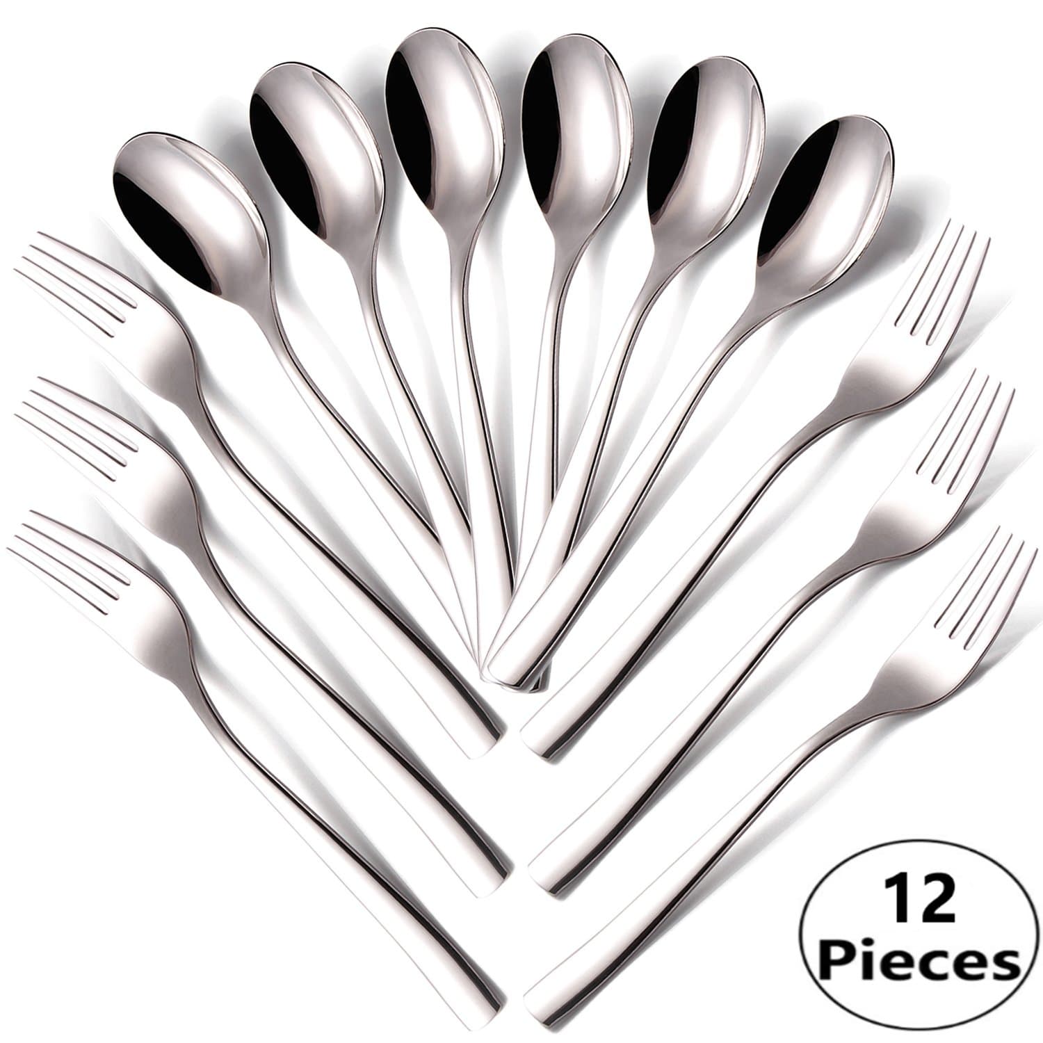 12-Piece Stainless Steel Flatware Silverware Set, Service for 6, Mirror Polished Cutlery Set,Tableware Includes Forks & Spoons, Dishwasher Safe,Luxury Packaging Box By Rasti