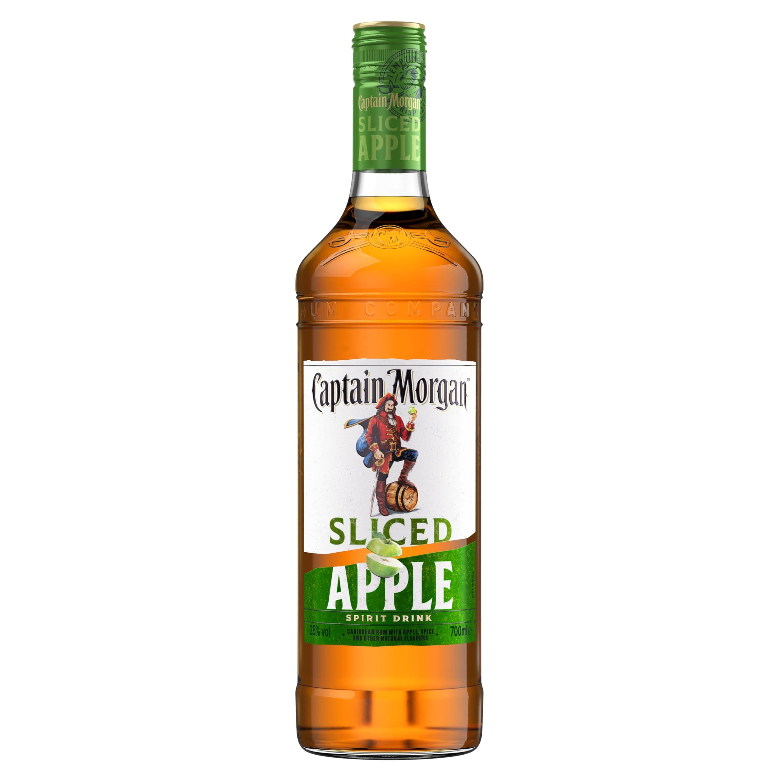 Sliced Apple | 25% vol | 70cl | Rum Based Spirit Drink with Notes of Apple & Ginger & Captain Morgan Original Spiced Gold | for Drinks or a Spiced Rum Cocktail