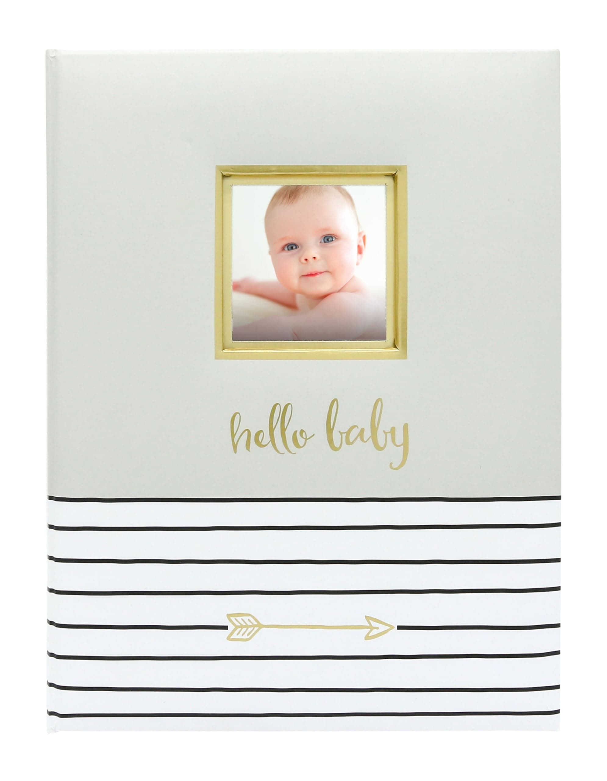 Pearhead Hello Baby First 5 Years Memory Book, Gender-Neutral Baby Keepsake for New and Expectant Parents, Pregnancy And Milestone Journal, Gray