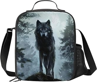 3D Wolf Lunch Bag Carrying Tote Insulated School Picnic Lunchbox Reusable Snack Bag for Girls Boys