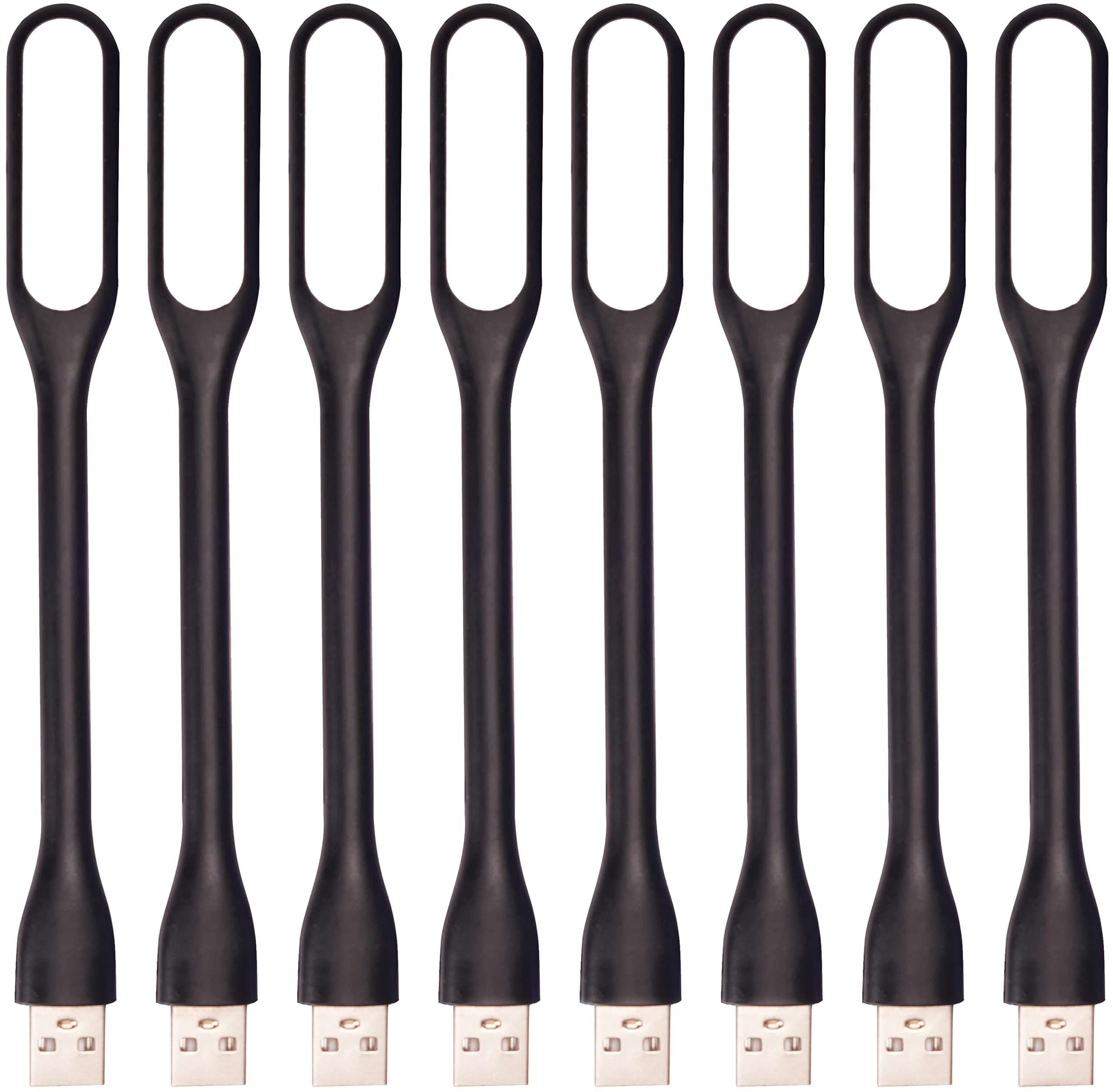 Flexible Mini USB LED Lamp Light Portable Night Light Compatible for Power Bank, Laptop, Notebook, Reading, Computer Keyboard USB Reading Light (8-Black)