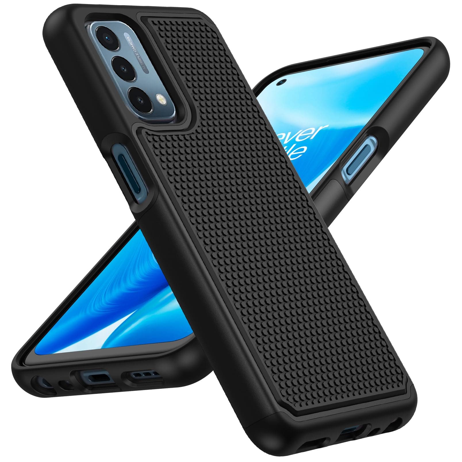 JXVM for OnePlus Nord N200 5G Case: Dual Layer Protective Heavy Duty Cell Phone Cover Shockproof Rugged with Non Slip Textured Back - Military Protection Bumper - 6.49inch (Black Black)