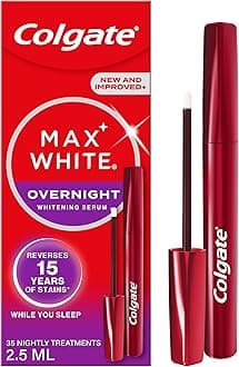 Colgate Max White Overnight Teeth Whitening Serum - Home Teeth Whitening Pen - Reverses 15 Years of Stains* While You Sleep - New and Improved Applicator - Enamel-Safe - Easy to Use