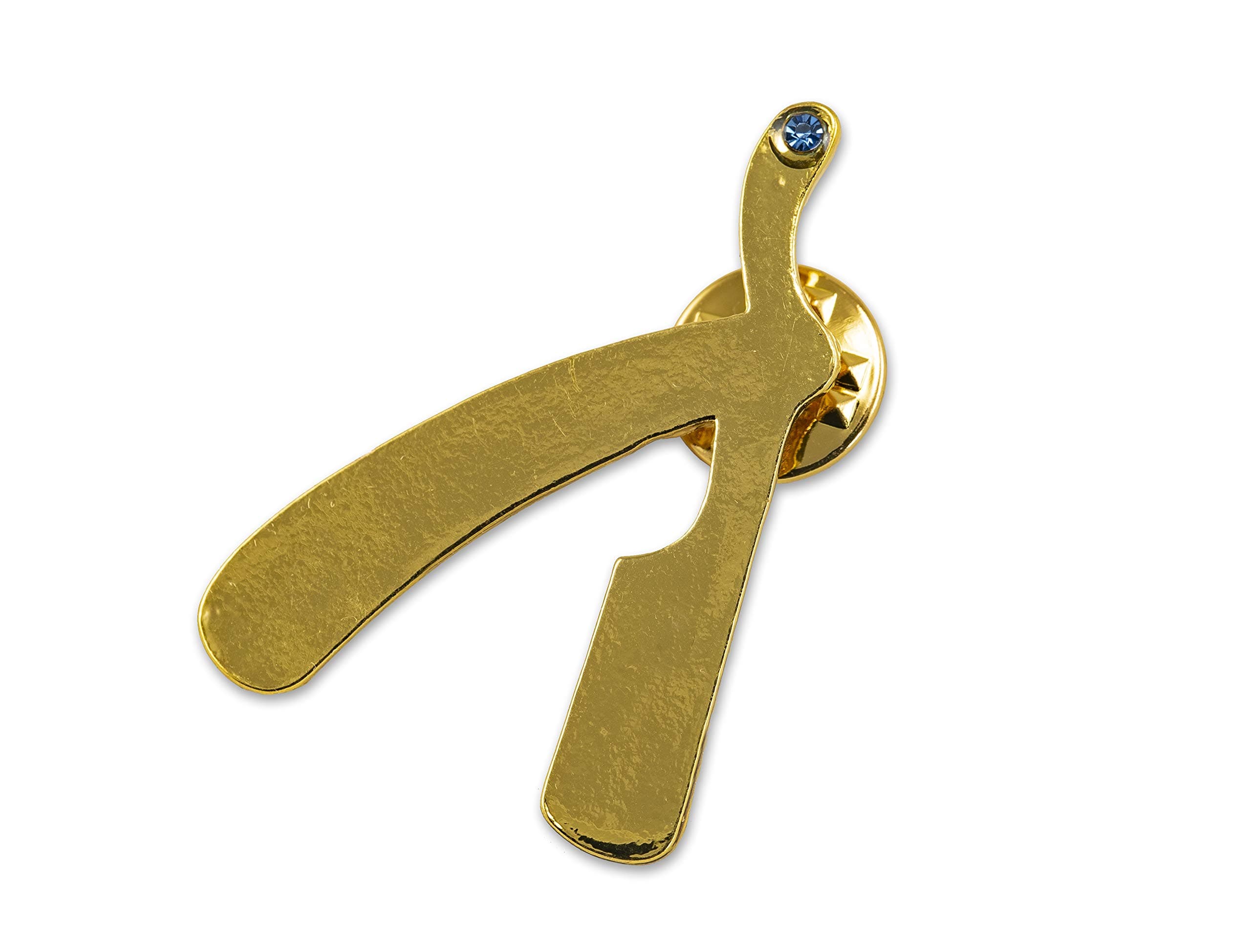MD Barber Gold Straight Razor Lapel Pin (Smooth)