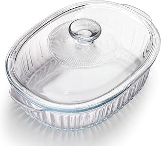 Glass Casserole Baking Dish, Set of Casseroles With Glass Lids, 2.8L Oval Glass Casserole Dish, Borosilicate Glass, Large Oval Casserole Dish for Oven, Casserole Dish with Lid