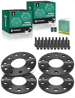 YHTAUTO 5x130mm Wheel Spacers 7mm Fits Audi, Porsche & Volkswagen Models, Q7 2007-2015, Cayenne, 911, Panamera, Touareg 5 Lug Tire Spacers w/ M14x1.5 & 12.9 Grade Studs, 71.6mm Center Bore 4PCS Black