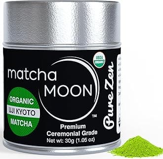 Matcha Moon Pure Zen Ceremonial Grade Matcha Powder | Premium USDA Organic Traditional Japanese Green Tea | First Harvest Uji Kyoto Sourced Tea Powder | 30g Tin