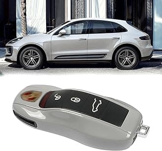 Compatible with Porsche Key Fob Cover, Key Cover Shell Case Compatible with Porsche Cayenne Panamera Macan Cayman 911 (Chalk/Light Grey)