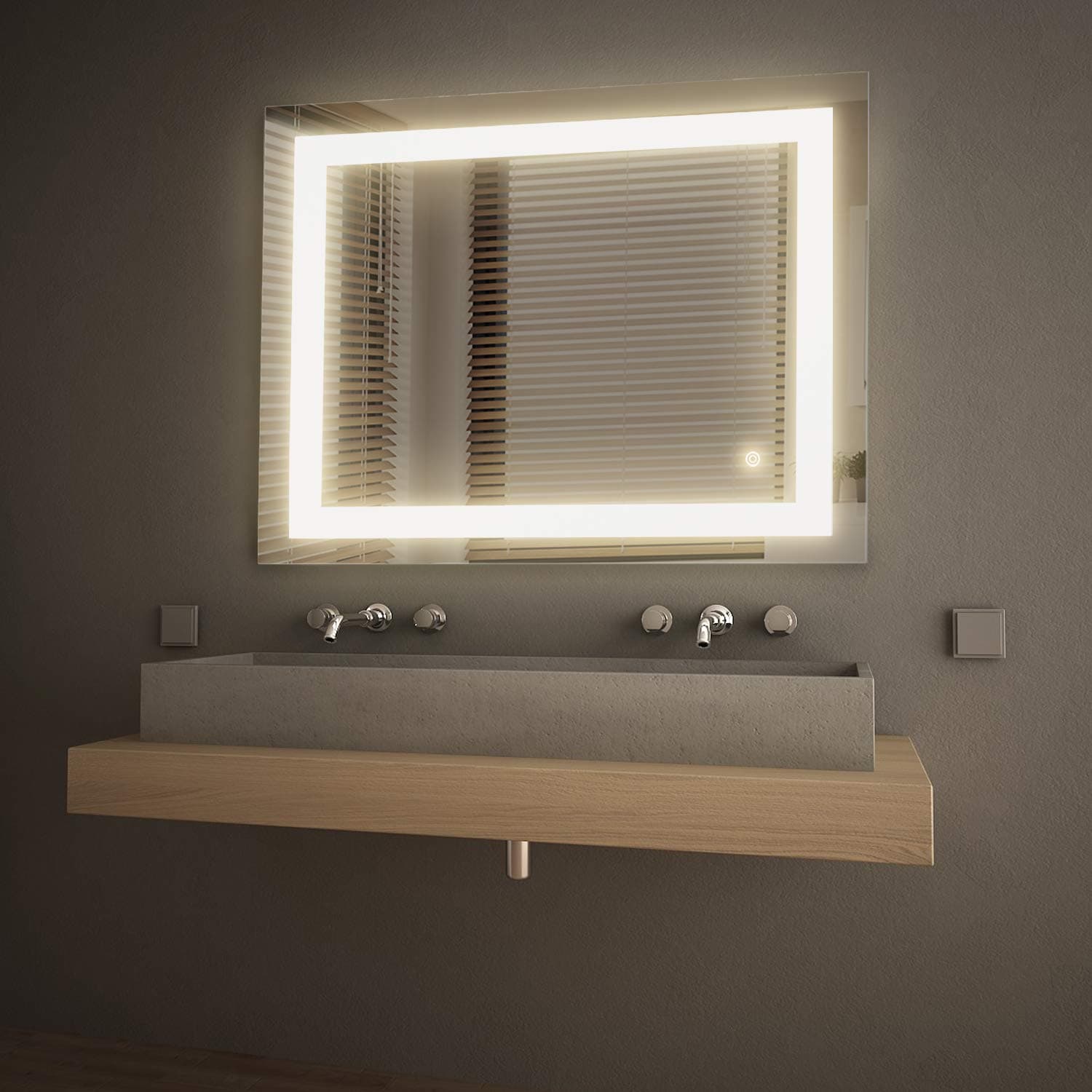 GETINLIGHT LED Bathroom Wall Mounted Lighted Vanity Mirror, 30 x 36 Inches, Touch Switch, Frameless LED Mirror for Washroom, 3000K(Soft White), ETL Listed, Damp Location Rated, IN-0405-3-30-36-3K