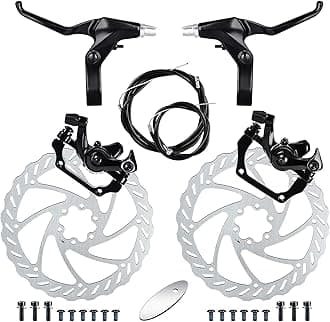RUJOI Bike Disc Brake Kit, Aluminum Front and Rear Caliper, Full Aluminum Alloy Bicycle Brake Lever, 180mm Rotor, Mechanic Tool-Free Pad Adjuster for Road Bike, Mountain Bike