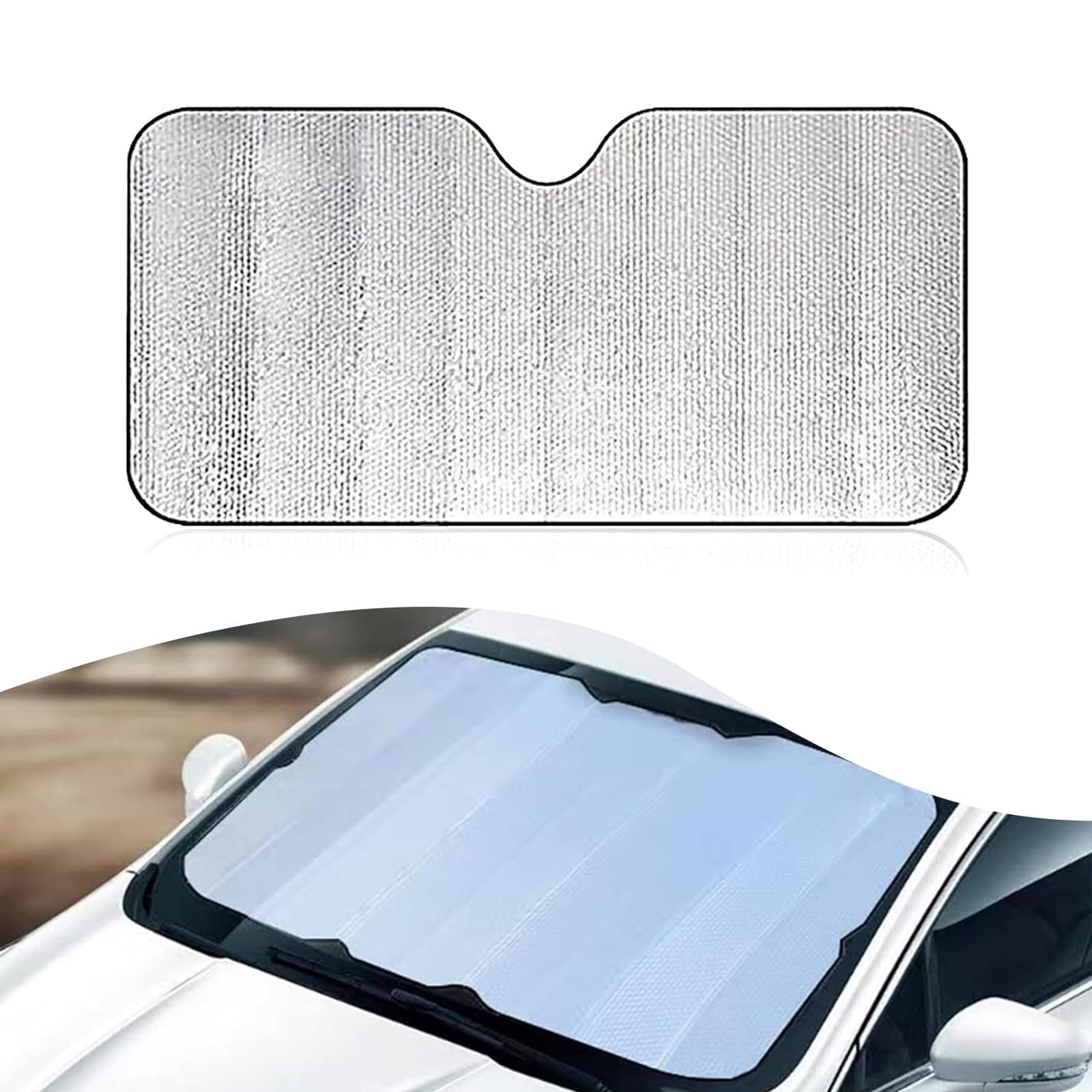 1 PC Car Windshield Sunshade, 55.1 x 27.5 Double-Sided Sun-Proof and Insulating Bubble Board, Foldable Front Window Cooling Cover, Universal for Cars Interior UV Protection Accessory (Silver)