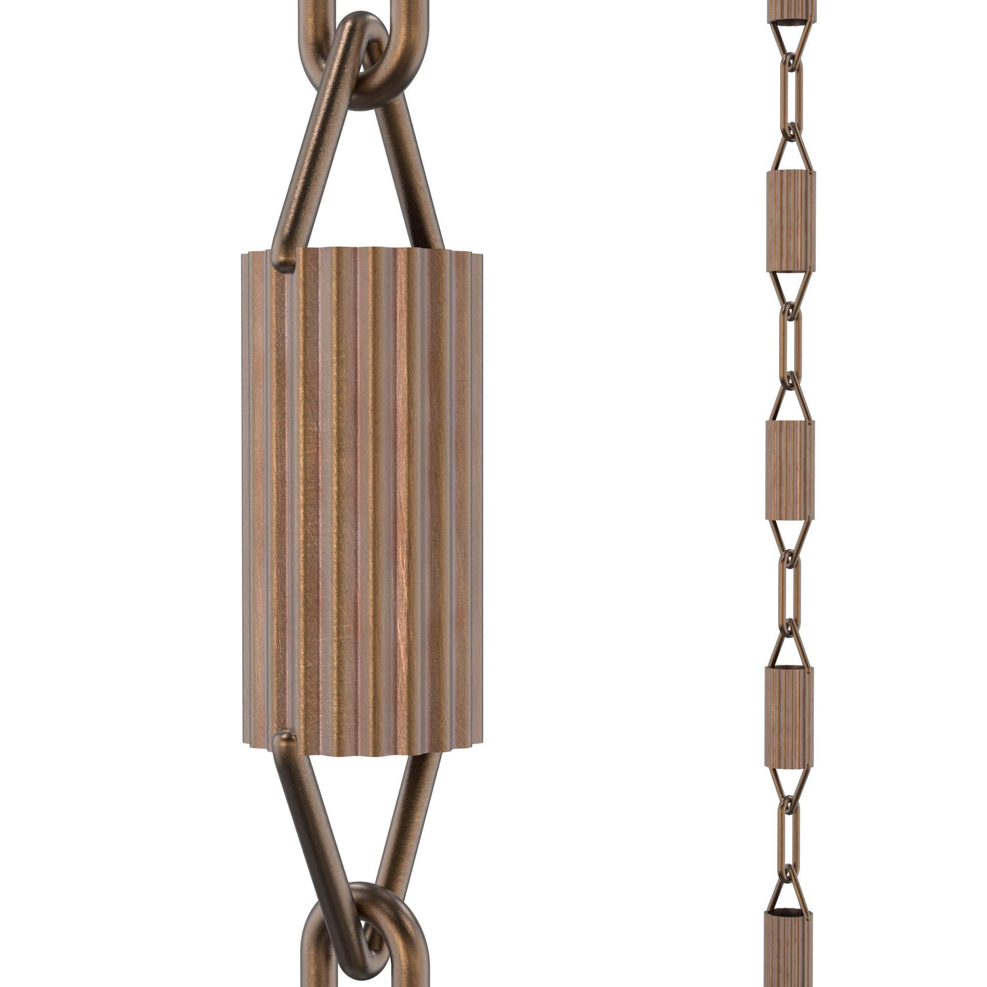 Rain Chains Direct - Manicotti Rain Chain - 8.5 FT - Pure Solid Copper - Premium Rain Chains for Gutters