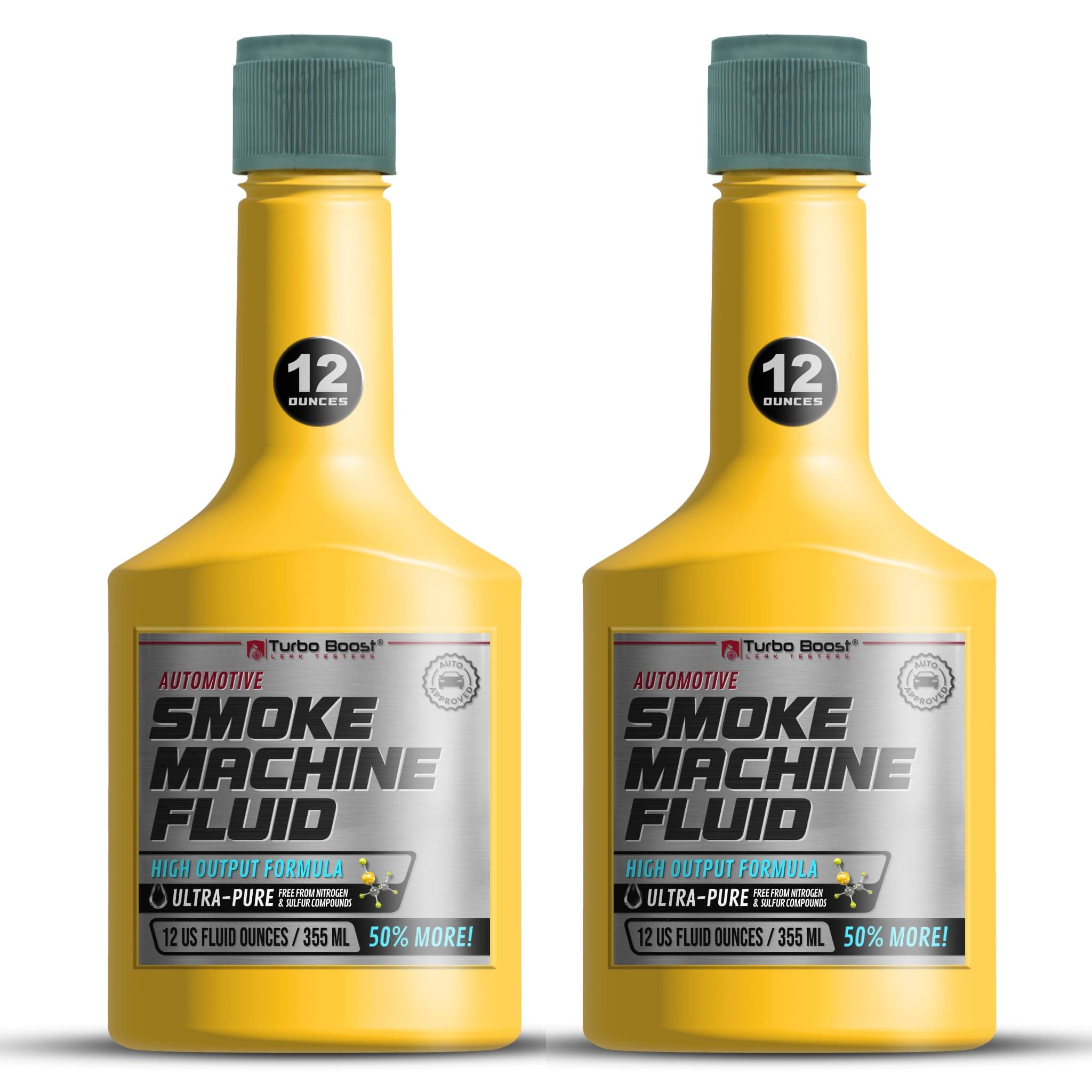 Turbo Boost Leak Testers Automotive Smoke Test Fluid - 100% USA Top Grade - for EVAP Diagnostics, Fuel System leaks, Engine, Intake, Exhaust - Auto Smoke Machine Oil (12 OZ Pack of 2)