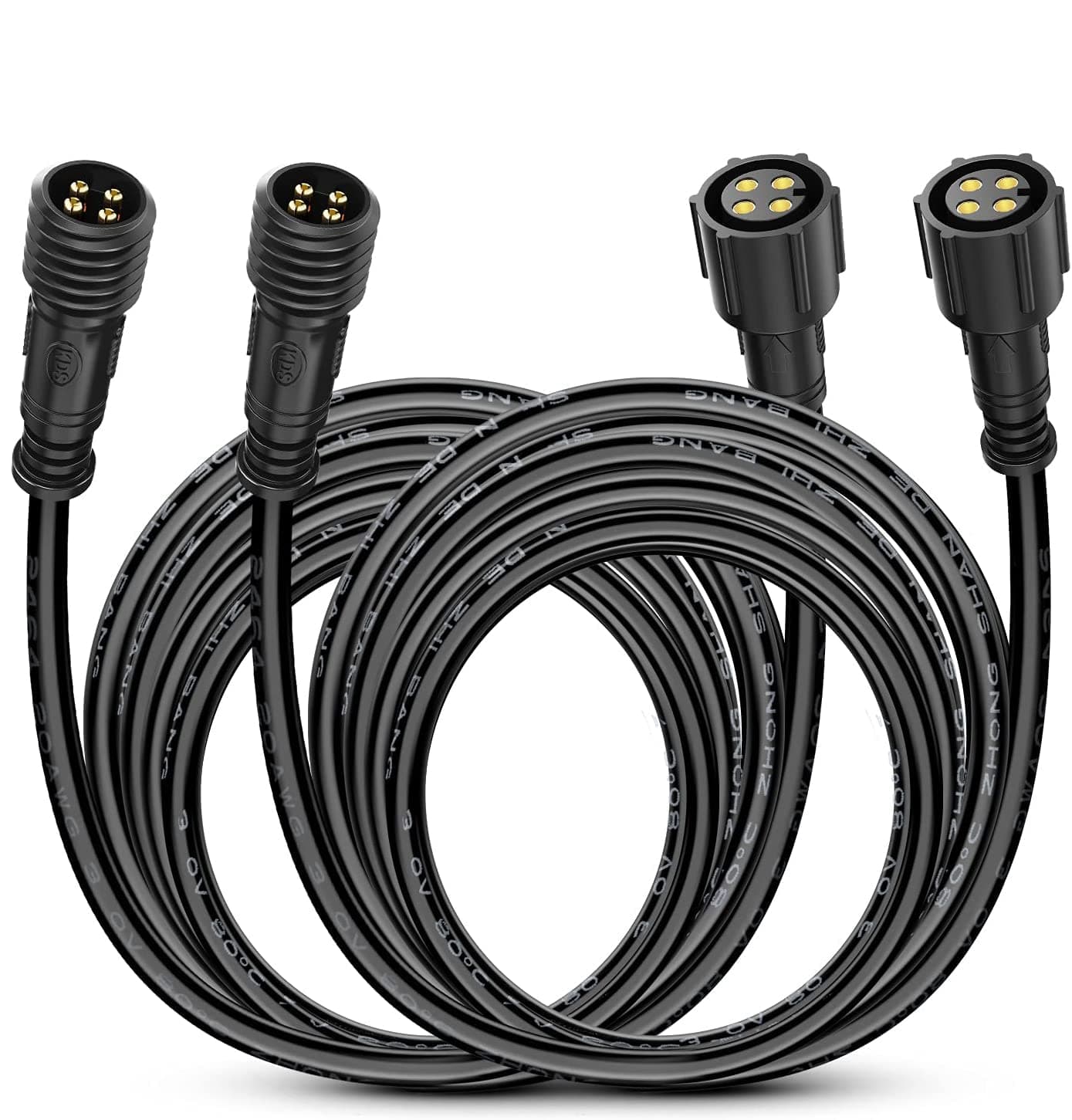 Nilight 2 Pack 304.8 cm 4 Pin RGB Cable Cord for 4 and 8 Pods Multi Color Underglow Rock Light Kits Wheel Well Lights Extension Wire, 2 Years Warranty