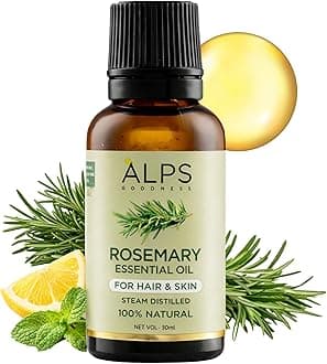Alps Goodness Rosemary Essential Oil for Hair Growth, Skin Care & Aromatherapy | Pure & Natural | Steam Distilled | Nourishes Roots | Enhances Volume & Shine | 1.01 Fl Oz/30ml