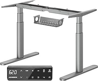 MAIDeSITeHeight Adjustable Standing Desk Frame with Oval Leg Design, Dual Motor Electric Standing Desk Sit Stand Desk with 62-125cm, 4 Memory Keyboard and Anti-collision System