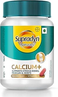 Supradyn Naturals Calcium with Vitamin D & Magnesium (60 Tablets) from India’s No. 1 Multivitamin Tablet Brand | 100% Veg Calcium Tablets for Women and Men | Supports Bone Strength, Muscle Function & Joint Health