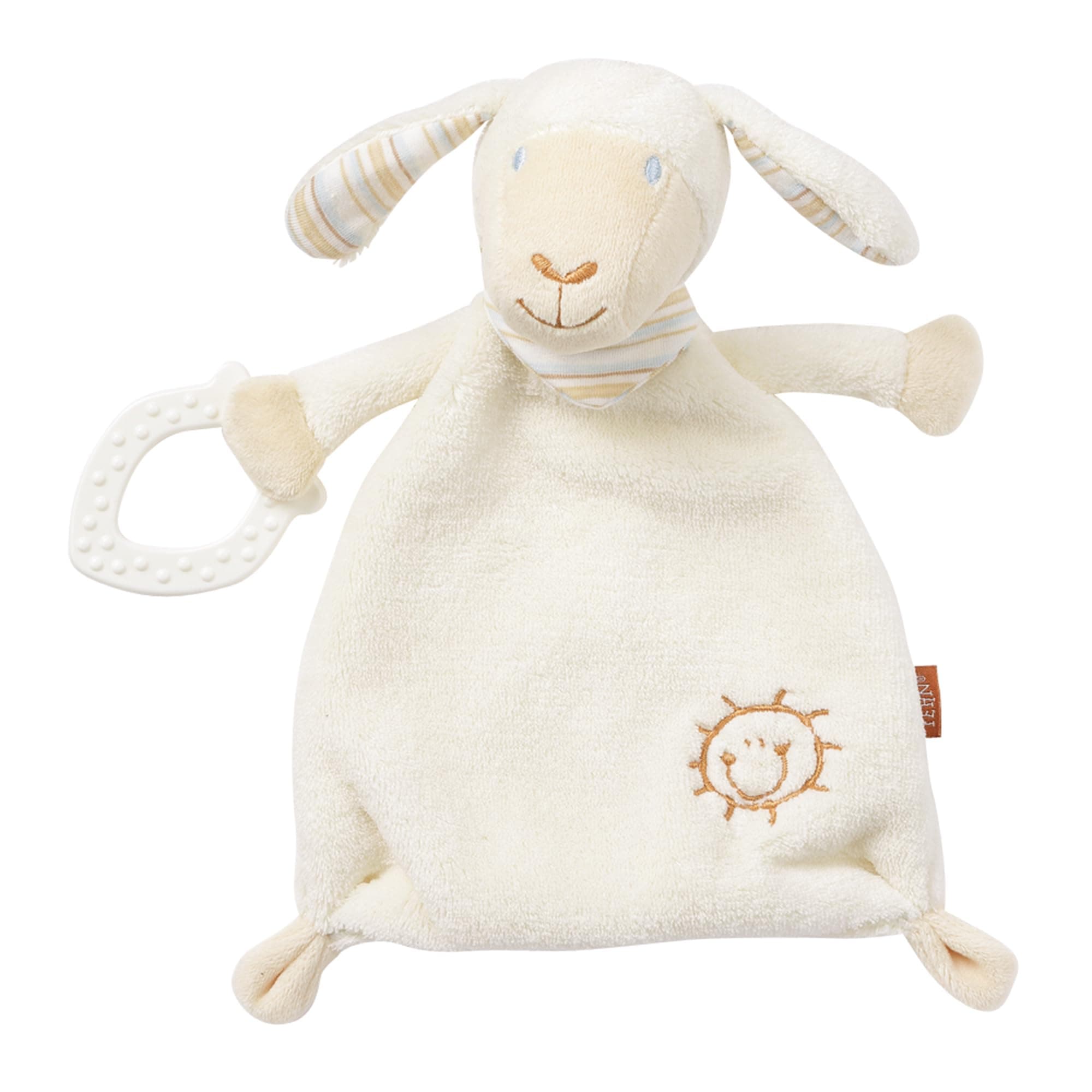 Fehn 154436 Sheep Comforting Blanket – Comforter with Soft Teether – for Snuggling for Babies and Toddlers from Newborns Upwards – Dimensions: 25 cm