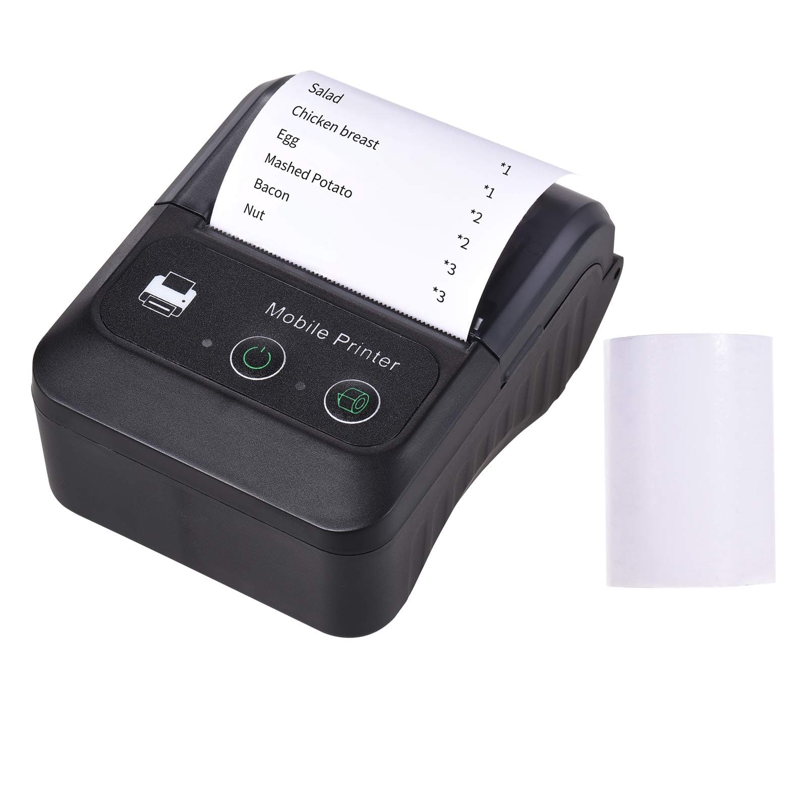 Portable Wireless BT 58mm 2 Inch Thermal Receipt Printer Mini USB Bill POS Mobile Printer Support ESC/POS Print Command Compatible with Android/iOS/Windows for Small Business Restaurant Retail Store