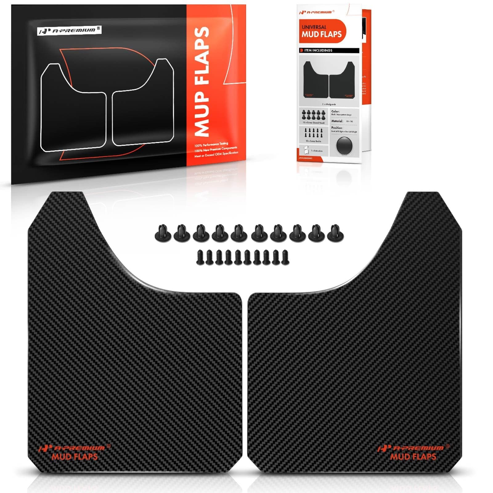 A-Premium Universal Mud Flaps, 2 Pack Black Splash Guards for Truck Car Pickup SUV, Upgraded Mud Guards Includes Mounting Hardware, Drilling Required