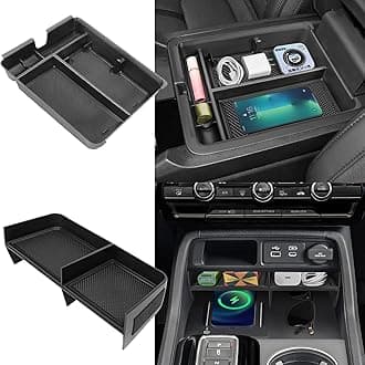 Neepiar 2PCS Center Console Organizer Compatible with 2023 2024 2025 2026 Honda Pilot/ 2026 Honda Passport Armrest Tray Insert Divider Slot Box Secondary ABS Plastic Material Interior Accessories