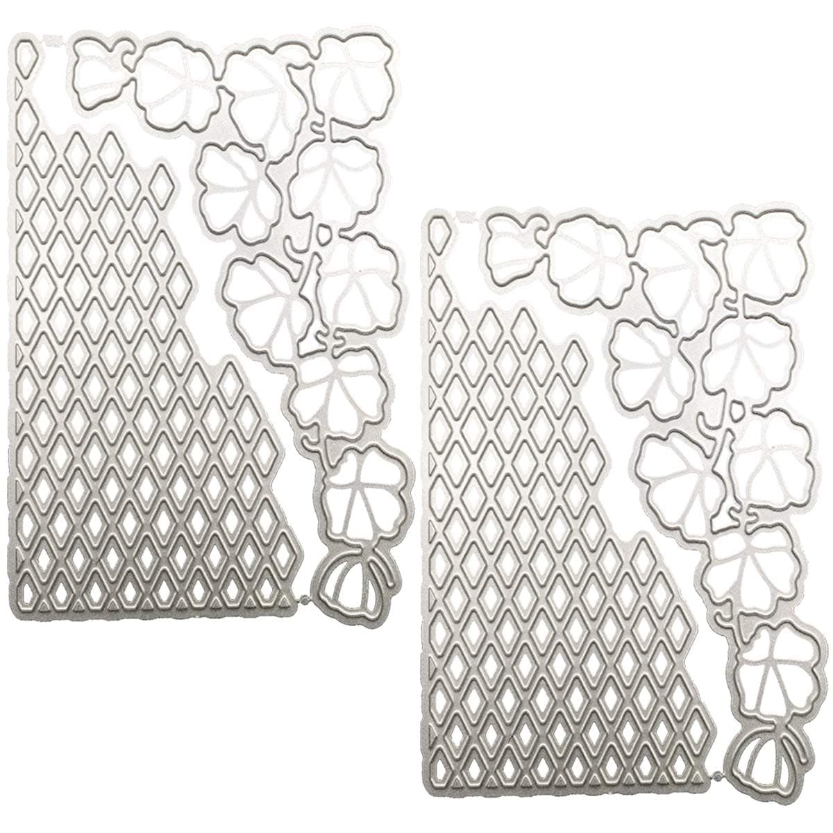 CKANDAY 5.31" x 4.13" Cutting Dies, 2 Pack Embossing Stencil Flower Background Metal DIY Nesting Template for Decorative Album Standard Sized Greeting Card Making Scrapbooking Craft
