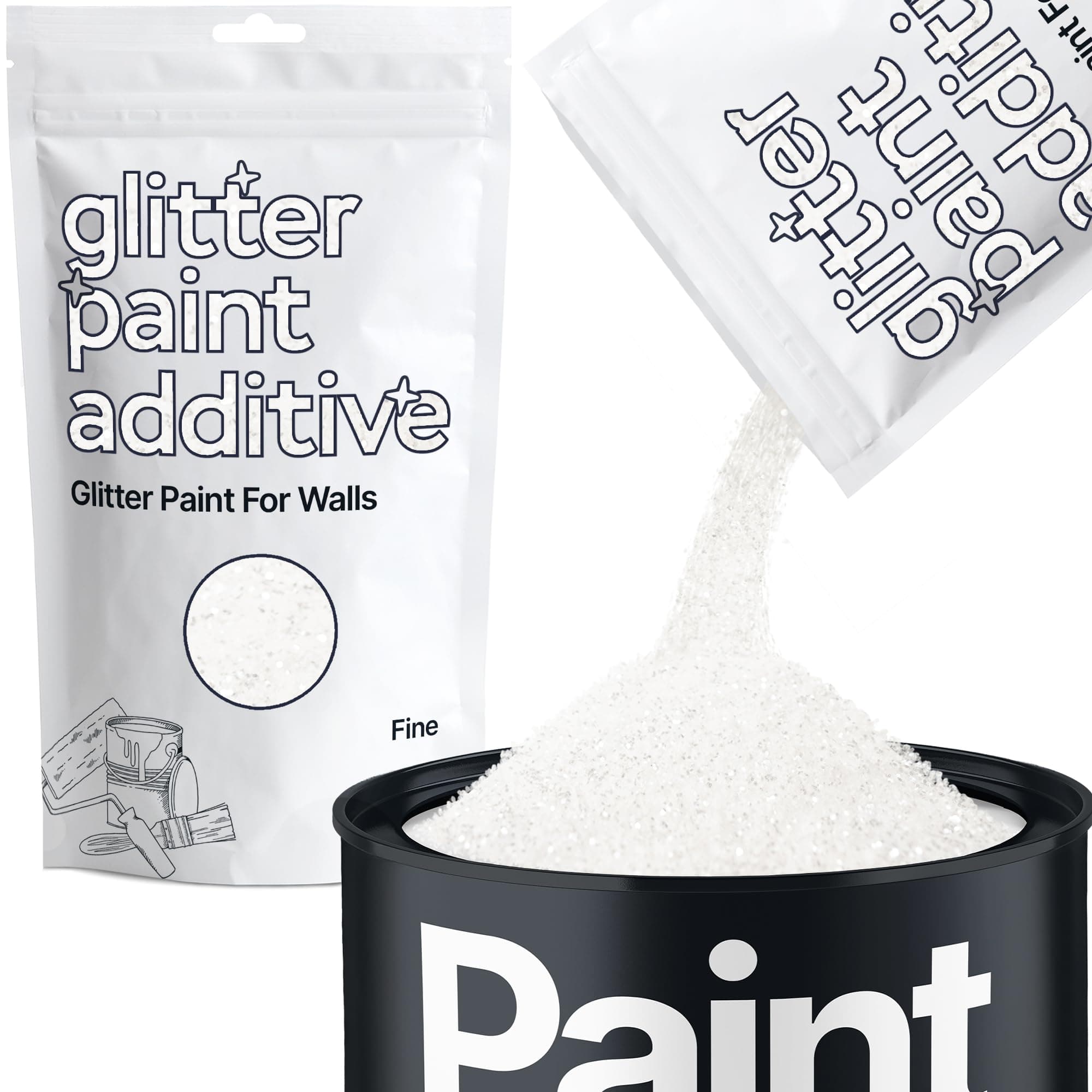 Hemway White Iridescent Glitter Paint Additive Fine 100g for Adding Sparkle to Paints & Varnish | Paint Walls Sparkly Add to Emulsion, Acrylic or Lacquer Indoor