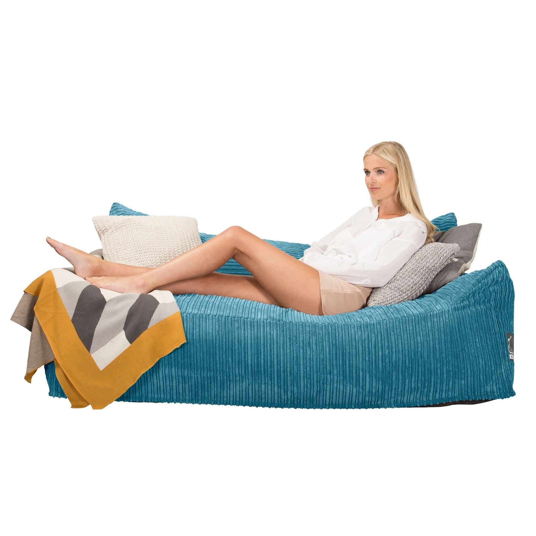 Lounge Pug, CloudSac 1200 - Memory Foam Bean Bag Sofa, Double Sofa Chair, Cord Aegean