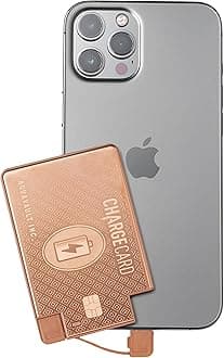 ChargeCard – Ultra Slim Emergency Power Bank (2300mAh) – Fits in Wallet – USB-C & Micro-USB – Durable Steel Body – Flight-Safe for iPhone 12-17 & Android - Rose Gold