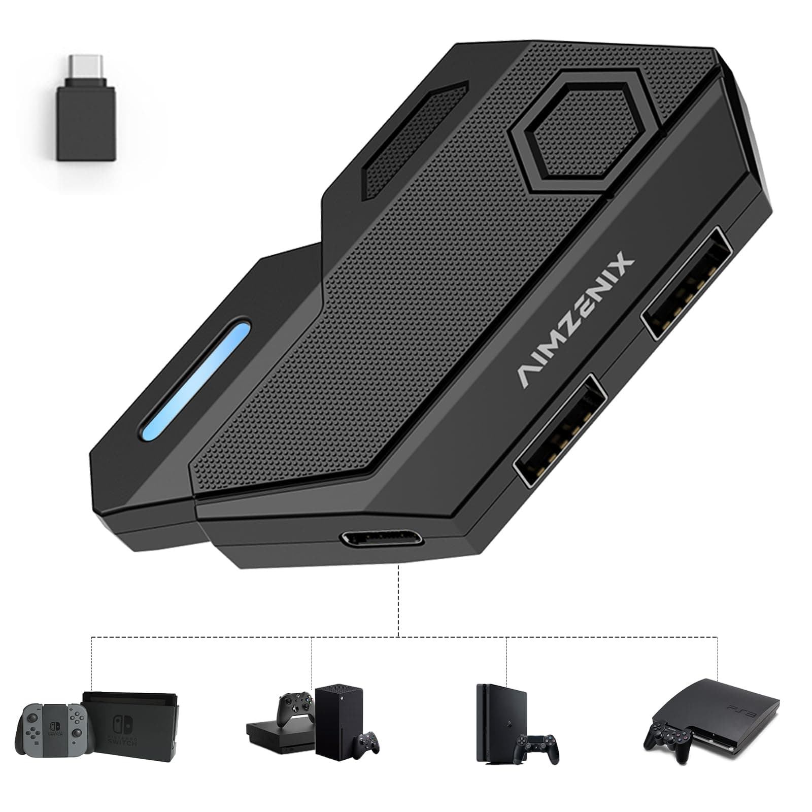 Keyboard and Mouse Adapter for Nintendo Switch, Xbox Series/Xbox One/Xbox 360, PS3/PS4, Switch Adapter Keyboard and Mouse Converter Support Custom Key Mapping, Adjustable Mouses Sensitivity