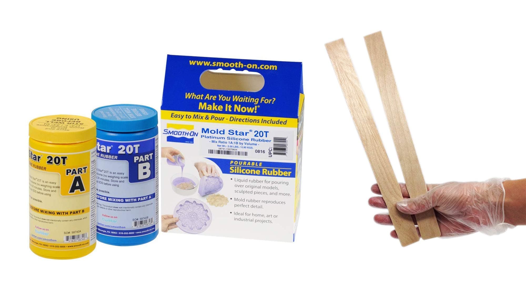 makesly DIY Molding and Casting Set Smooth-On Mold Star 20T Platinum Silicone Rubber for Soap and Candle Making with Mixing Supplies Kit