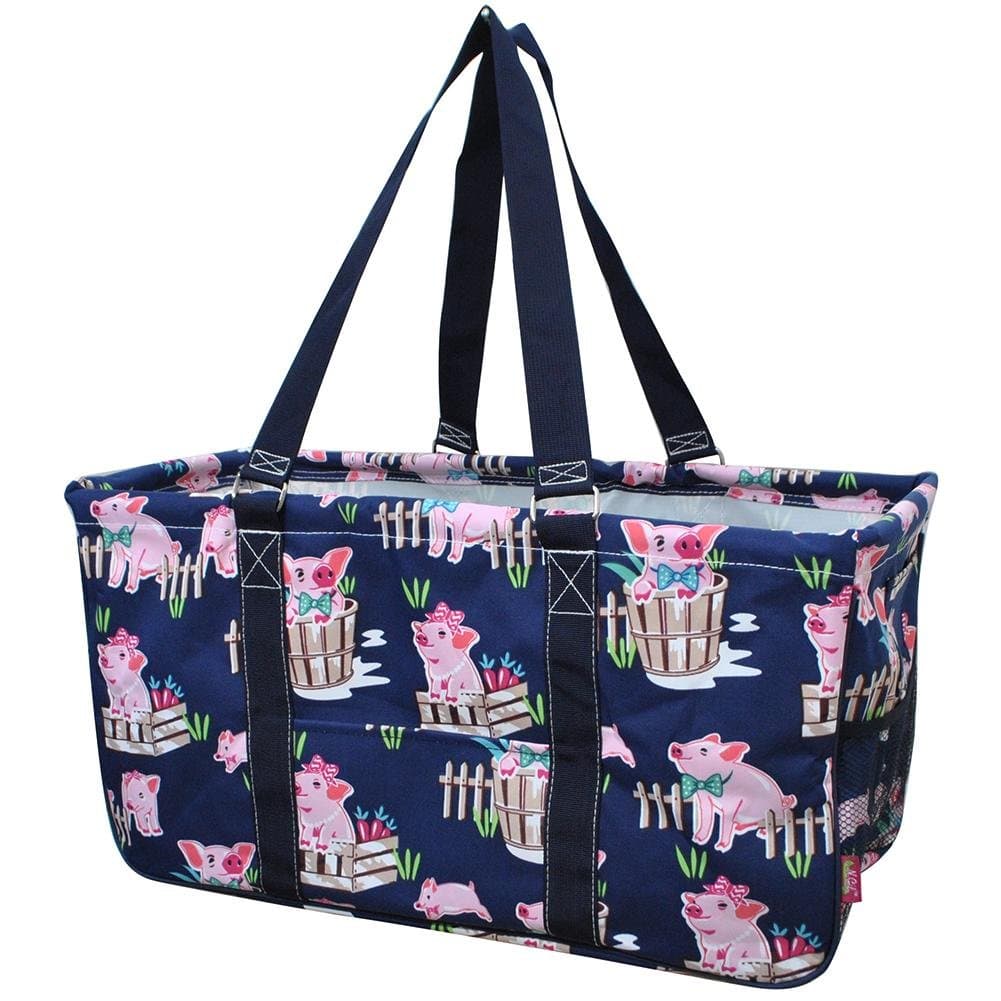 Large Utility Tote (Happy Pigs-Navy)