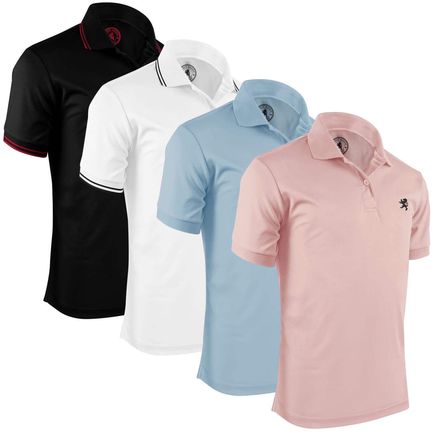 Albert Morris Mens Striped Short Sleeve Polo Shirts 4 Pack