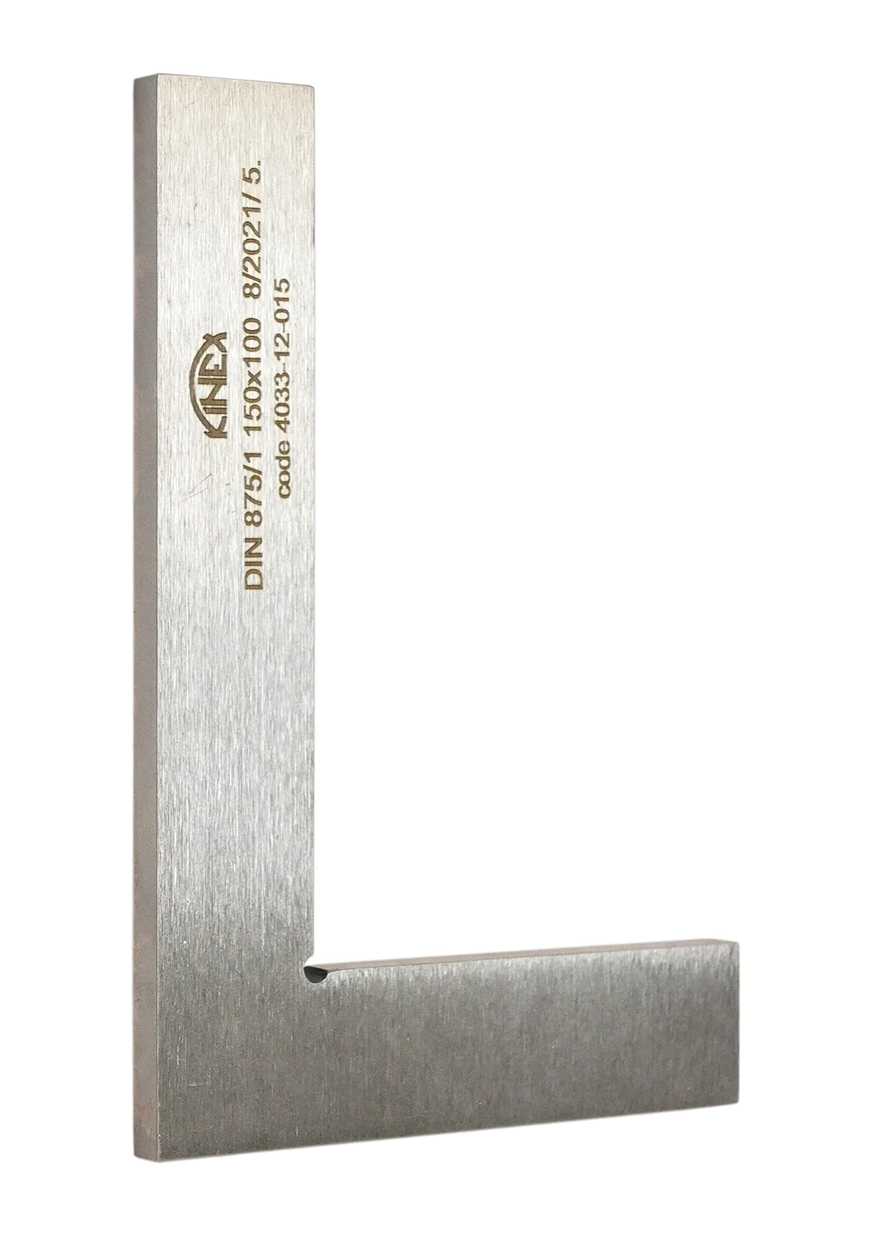 KINEX Lock Angle (150 x 100 mm) - L-shaped Ruler Made of Solid Tool Steel - Class 1 According to DIN 875 - 0.018 mm Right Angle - Silver
